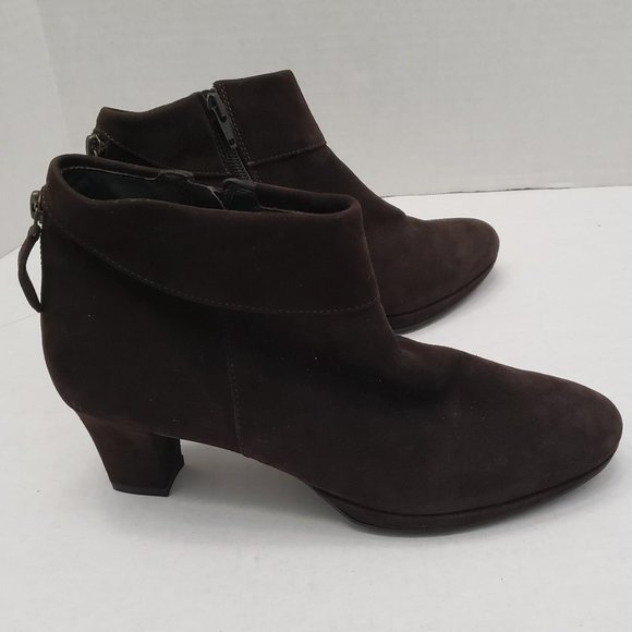 Paul Green Ankle Boots Botties Brown Leather Zip Made in Austria 5.5 Paul Green - Picture 1 of 16